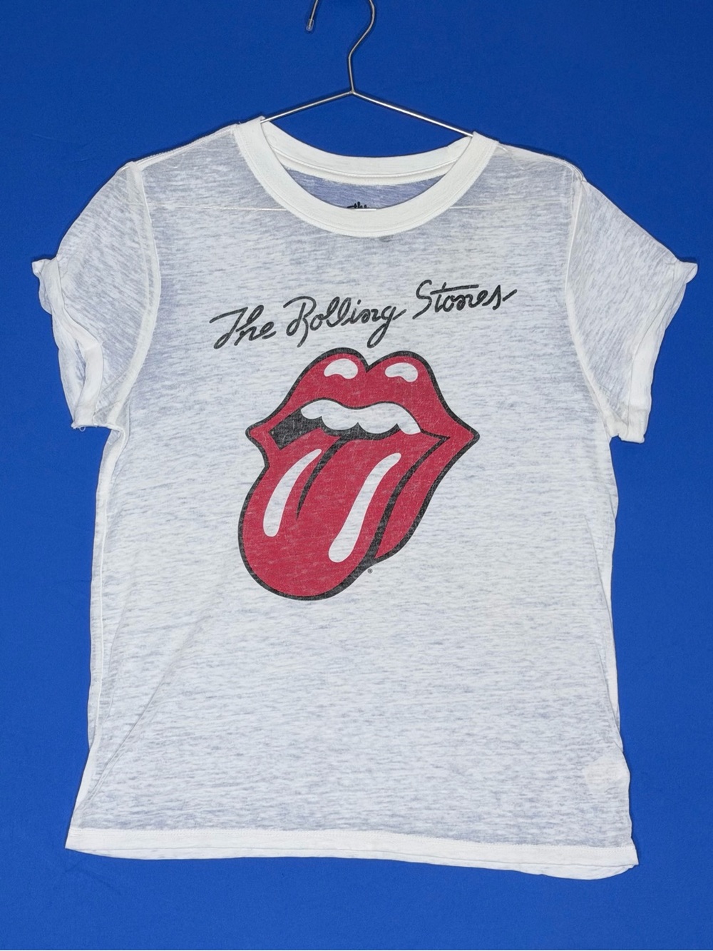 🎸 The Rolling Stones Bravado Burnout Sheer Tongue Logo Rock Tee